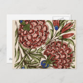 Carnation Blume Tile Antique Rustikale Kunst Postkarte (Vorne/Hinten)