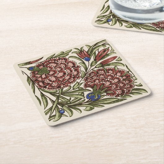 Carnation Blume Tile Antique Rustikale Kunst Rechteckiger Pappuntersetzer (angewinkelt)