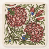 Carnation Blume Tile Antique Rustikale Kunst Rechteckiger Pappuntersetzer (Vorderseite)
