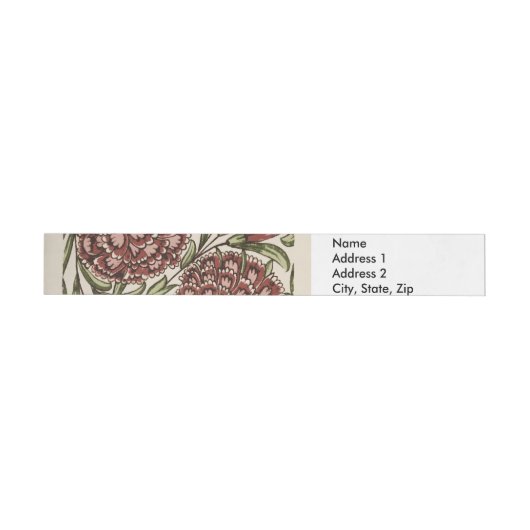 Carnation Blume Tile Antique Rustikale Kunst Rundum-Adressaufkleber (Person)