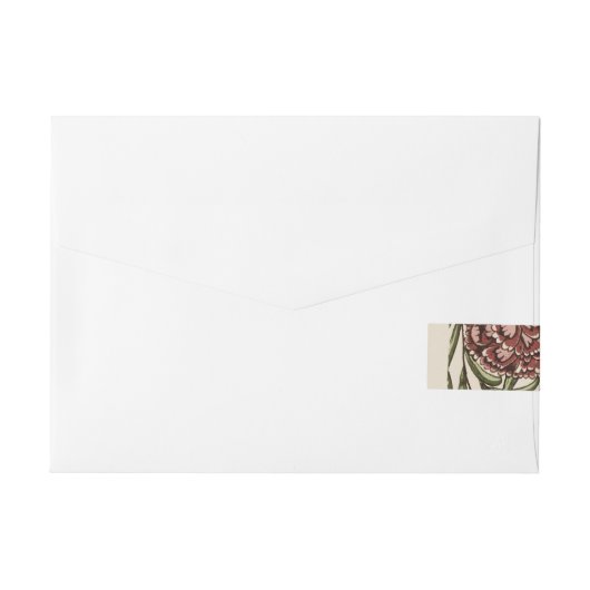 Carnation Blume Tile Antique Rustikale Kunst Rundum-Adressaufkleber (Rückseite)