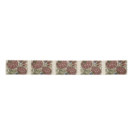 Carnation Blume Tile Antique Rustikale Kunst Satinband (Vorderseite)