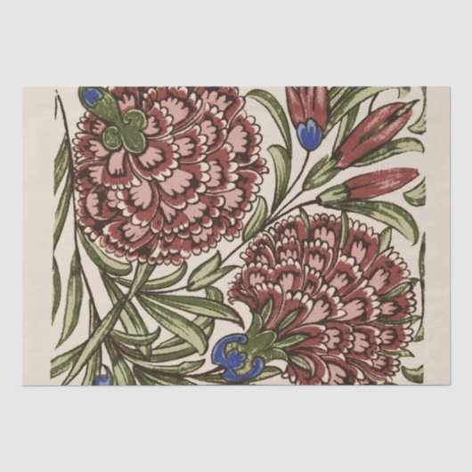 Carnation Blume Tile Antique Rustikale Kunst Seidenpapier (Vorderseite)