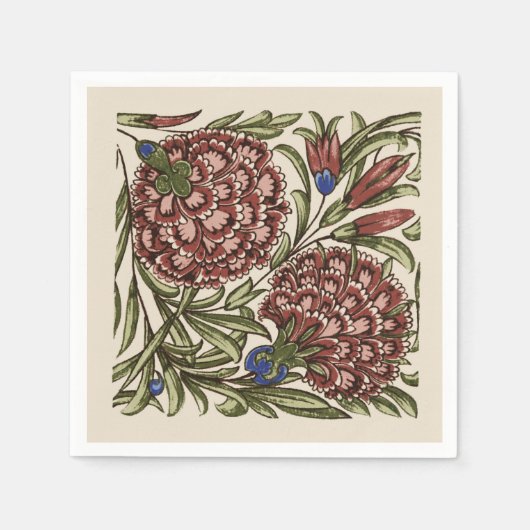 Carnation Blume Tile Antique Rustikale Kunst Serviette (Vorderseite)