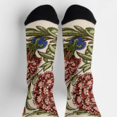 Carnation Blume Tile Antique Rustikale Kunst Socken (Oben)