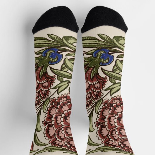 Carnation Blume Tile Antique Rustikale Kunst Socken (Oben)