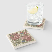 Carnation Blume Tile Antique Rustikale Kunst Steinuntersetzer (Seitenansicht)