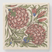 Carnation Blume Tile Antique Rustikale Kunst Steinuntersetzer (Vorderseite)