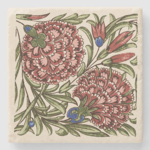 Carnation Blume Tile Antique Rustikale Kunst Steinuntersetzer