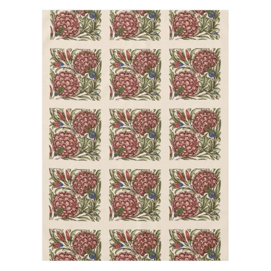 Carnation Blume Tile Antique Rustikale Kunst Tischdecke (Vorderseite)