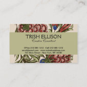 Carnation Blume Tile Antique Rustikale Kunst Visitenkarte (Rückseite)