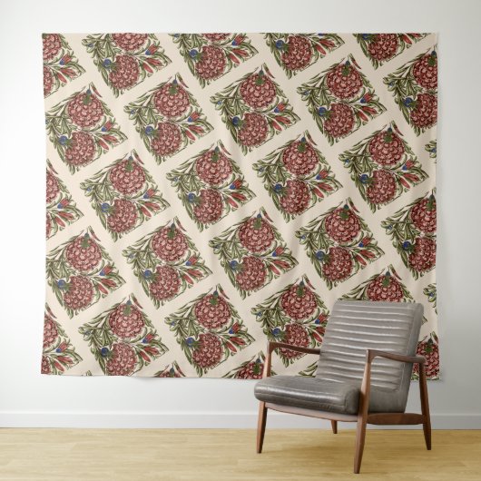 Carnation Blume Tile Antique Rustikale Kunst Wandteppich (Beispiel (Horizontal))