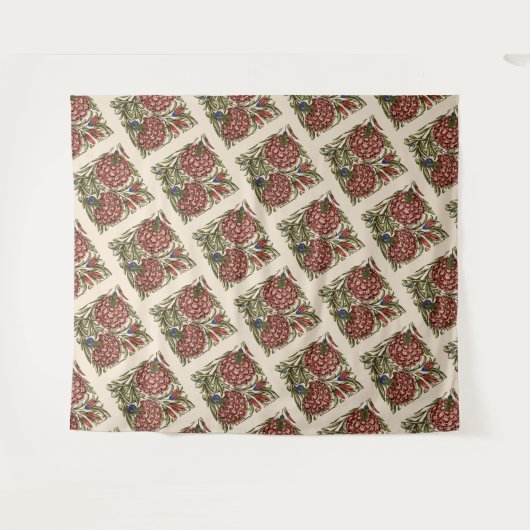 Carnation Blume Tile Antique Rustikale Kunst Wandteppich (Vorderseite (Horizontal))