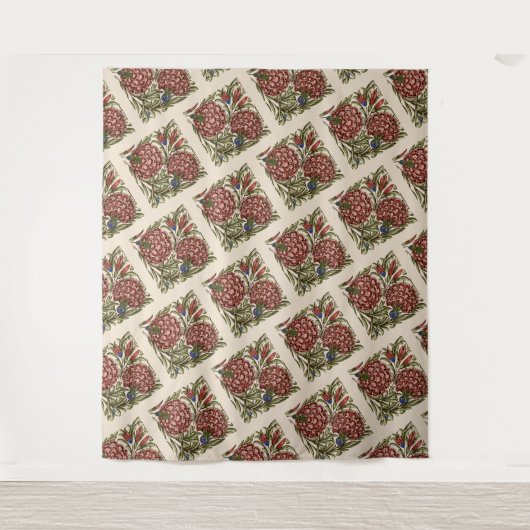 Carnation Blume Tile Antique Rustikale Kunst Wandteppich (Vorderseite)