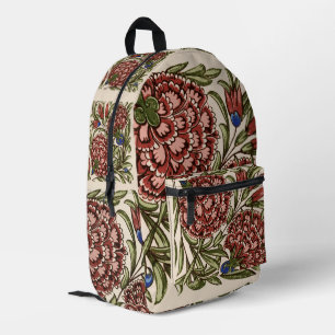 Carnation Blume Tile Antiquitäten Kunst Bedruckter Rucksack