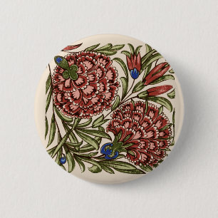 Carnation Blume Tile Antiquitäten Kunst Button