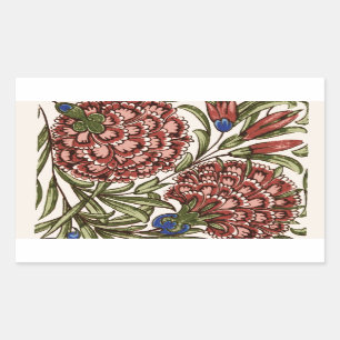 Carnation Blume Tile Antiquitäten Kunst Rechteckiger Aufkleber
