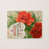 Carnation-Blume, Vintage Valentintagsbotschaft Puzzle (Horizontal)