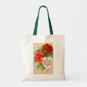 Carnation-Blume, Vintage Valentintagsbotschaft Tragetasche (Vorne)