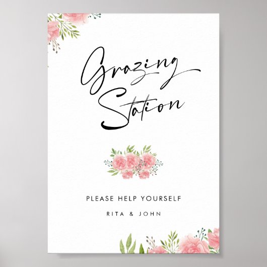 Carnation Boho Grazing Station Table Wedding Sign Poster (Vorne)