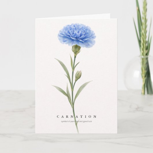 Carnation Botanical Art Symbol of Love & Good Luck Karte (Vorderseite)
