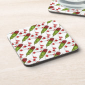 "Carnation Bud Tiled Pattern" Blumenmuster Unterse Getränkeuntersetzer (Linke Seite)