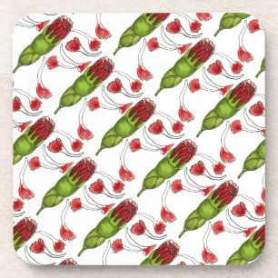 "Carnation Bud Tiled Pattern" Blumenmuster Unterse Getränkeuntersetzer