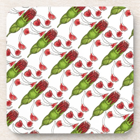 "Carnation Bud Tiled Pattern" Blumenmuster Unterse Getränkeuntersetzer (Vorderseite)