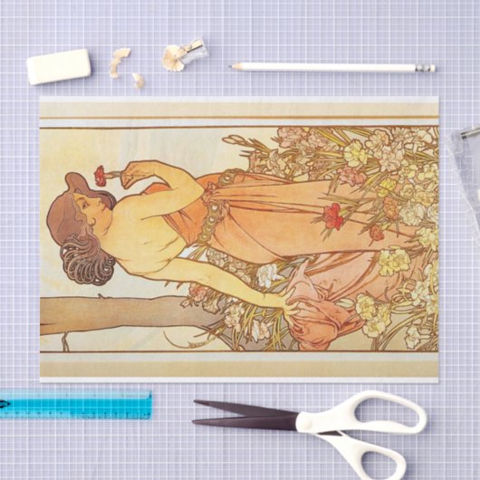 Carnation by Alphonse Mucha Seidenpapier (Handwerk)
