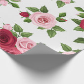 Carnation Crimson Red Pink Roses Wrapping Paper Geschenkpapier (Ecke)