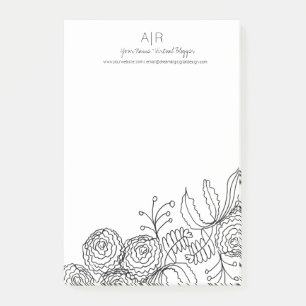 Carnation Floral Botanische Blume Kunst Post-it Klebezettel