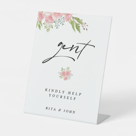 Carnation Floral Gents Badezimmer Hochzeitszeichen Sockelschild (Vorderseite)