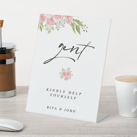 Carnation Floral Gents Badezimmer Hochzeitszeichen Sockelschild (In SItu)