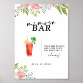 Carnation Floral Script Mimosa Bar Wedding Sign Poster (Vorne)