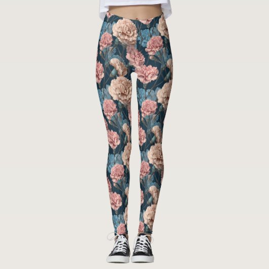Carnation Flower Cardio Carnation Floral Moms Day  Leggings (Vorderseite)