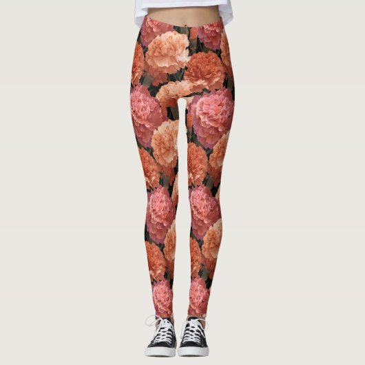 Carnation Flower Running Carnation Inspired Leggings (Vorderseite)