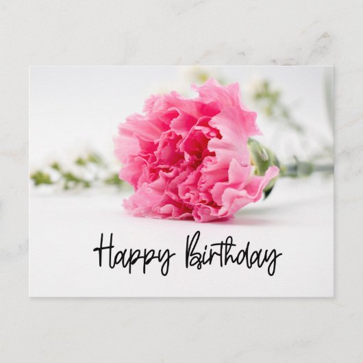 Carnation Happy Birthday in Pink Feiertagspostkarte (Vorderseite)