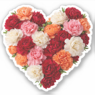 Carnation Heart January Birth Flower Aufkleber