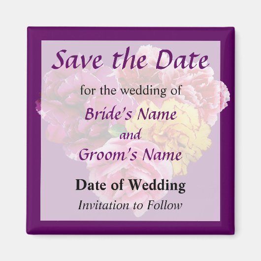 Carnation Heart Mixed Colors Save the Date Magnet (Vorne)