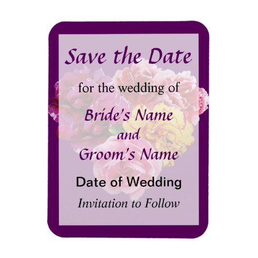 Carnation Heart Mixed Colors Save the Date Magnet (Vertikal)