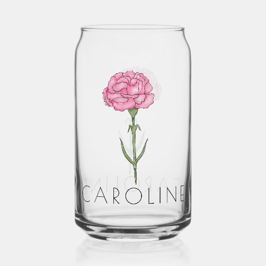 Carnation January Birth Blume Individuelle Name Dosenglas (Vorderseite)