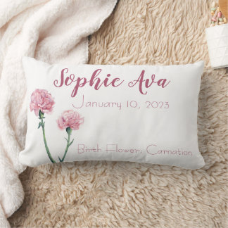 Carnation January Birth Month Blume Lendenkissen