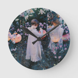 Carnation Lily Rose John Singer Sargent Art Runde Wanduhr