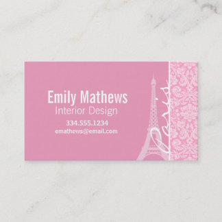 Carnation Pink Damask Muster Visitenkarte