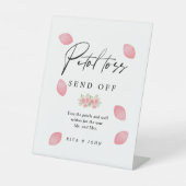 Carnation Pink Floral Wedding Petal Tosend Off Sockelschild (Vorderseite)