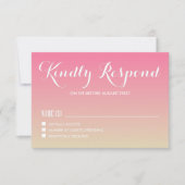 Carnation Pink Gradient Sunset Wedding RSVP Card (Vorderseite)