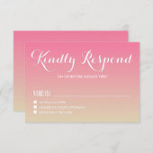 Carnation Pink Gradient Sunset Wedding RSVP Card (Vorne/Hinten)