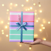 Carnation Pink, Mauve and Robin Egg Blue Stripes Geschenkpapier
