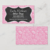 Carnation Pink Paisley; Vintager Chalkboard-Look Visitenkarte (Vorne/Hinten)