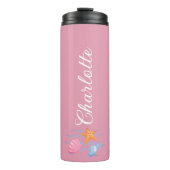 Carnation Pink Personalisiert Seashells Thermosbecher (Vorderseite)